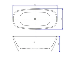 vonia masterjero - Vonia, laisvai pastatoma Masterjero, 170 cm x 78 cm x 59 cm, ovalas - 2 nuotrauka