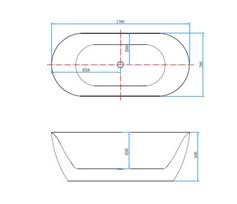 senukai akrilines vonios - Vonia, laisvai pastatoma Masterjero 159778, 170 cm x 78 cm x 60 cm, ovalas - 2 nuotrauka