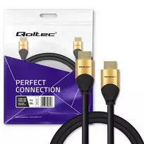 aukso laidas - Qoltec 50354 HDMI v2.1 kabelis itin didelės spartos 8K ,  60Hz ,  30AWG ,  Auksinis ,  1m - 4 nuotrauka