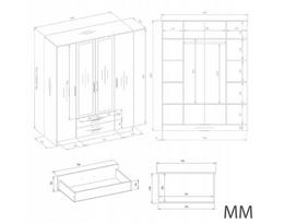 160 - Spinta Romana, smėlio, 160 cm x 52 cm x 205 cm - 2 nuotrauka