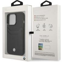 iphone 14 leather case - Case BMW BMHCP14L22RSEPK iPhone 14 Pro 6.1" black/black Leather Card Slot - 2 nuotrauka