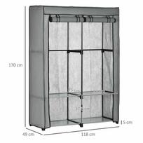 homcom sulankstomas - HOMCOM Medžiaginė spinta, pilka (Gray), 118 cm x 49 cm x 170 cm - 8 nuotrauka