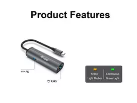 usb c laidas pd - Equip Dock USB-C->RJ45 10/100/1000 + 100W PD 0.15m gr - 8 nuotrauka