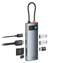 usb c 3.2 hub - Baseus Metal Gleam 7in1 HDMI 4K 60Hz USB-C Hub / 3x USB 3.0 / USB-C PD / SD / microSD - Pilkas (Gray) - 3 nuotrauka