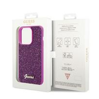 iphone telefonai - Guess Disco Metal Script dėklas skirtas iPhone 14 Pro Max - Fuksija (Fuchsia) - 3 nuotrauka