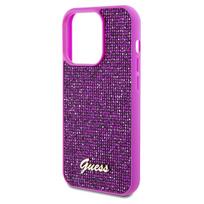 iphone telefonai - Guess Disco Metal Script dėklas skirtas iPhone 14 Pro Max - Fuksija (Fuchsia) - 5 nuotrauka