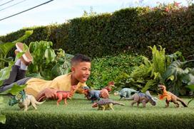 zaislinis dinozauras - Žaislinė figūrėlė Mattel Jurassic World Rebirth Wild Roar Maiasaura JGC82, 31 cm, mėlyna - 2 nuotrauka