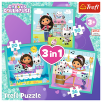 gabbys dollhouse - Trefl Gabby's Dollhouse 3 dėlionių rinkinys - 5 nuotrauka