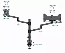 monitoriai su stovu - Gembird MA-DA-04, 17-32", 8 kg - 9 nuotrauka