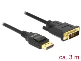 dvi d laidas - Delock Cable DisplayPort 1.2 Male to DVI 24+1 Male Passive 3m Black - 3 nuotrauka