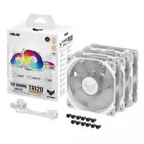 kompiuterio ventiliatorius - ASUS TUF GAMING TR120 ARGB REVERSE 3IN1 White 120 mm Case Fan 3-Pack - 2 nuotrauka
