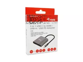 hdmi type c to hdmi - Equip 3 in 1 USB-C to HDMI / USB-A / USB PD Adapteris, 3.2 Gen 1 (3.1 Gen 1), USB Type-C, HDMI output, 3840 x 2160 pikselių - 3 nuotrauka