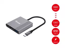 hdmi type c to hdmi - Equip 3 in 1 USB-C to HDMI / USB-A / USB PD Adapteris, 3.2 Gen 1 (3.1 Gen 1), USB Type-C, HDMI output, 3840 x 2160 pikselių - 4 nuotrauka
