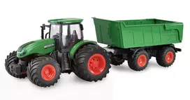 rc modeliai - Amewi RC Traktorius su priekaba, žalias (Green) - 5 nuotrauka