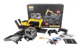 rc modeliai - Amewi 2-in-1 Tieflader/Bagger-Set G836E/G041E 1:24 RTR - 4 nuotrauka