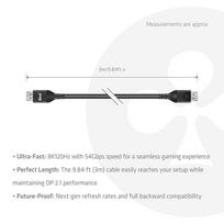 displayport kabelis 1.2 - Club 3D CAC-1093 DisplayPort 2.1 kabelis 3m Juodas (Black) - 4 nuotrauka