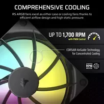kompiuteriu ventiliatoriai argb - Corsair RS140 ARGB 140 mm Juodas (Black) 2 vnt. - 4 nuotrauka