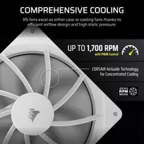 white 140mm fan - Corsair RS140 140 mm Baltas (White) Ventiliatorius 2 vnt. - 2 nuotrauka