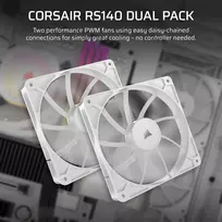 white 140mm fan - Corsair RS140 140 mm Baltas (White) Ventiliatorius 2 vnt. - 4 nuotrauka