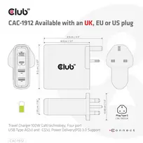 usb pakrovejas 100w - MOBILE TRAVEL CHARGER USB-C/100W CAC-1912EU CLUB3D - 2 nuotrauka