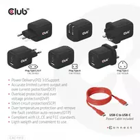 pakrovejai 65w - MOBILE CHARGER WALL 3PORT/GAN 65W CAC-1913EU CLUB3D - 2 nuotrauka