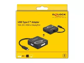 av hdmi adapteris - Delock USB Adapteris, USB-C Stecker > VGA + HDMI + DVI + DisplayPort Buchse (juodas, 10cm) - 2 nuotrauka
