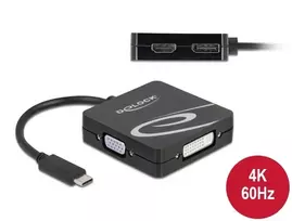 av hdmi adapteris - Delock USB Adapteris, USB-C Stecker > VGA + HDMI + DVI + DisplayPort Buchse (juodas, 10cm) - 4 nuotrauka