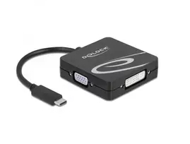 av hdmi adapteris - Delock USB Adapteris, USB-C Stecker > VGA + HDMI + DVI + DisplayPort Buchse (juodas, 10cm) - 5 nuotrauka