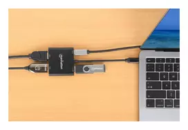 usb c laidas 4k - Manhattan USB-C į Dual HDMI Adapteris 4K 60Hz Juodas (Black) - 4 nuotrauka