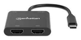 usb c laidas 4k - Manhattan USB-C į Dual HDMI Adapteris 4K 60Hz Juodas (Black) - 5 nuotrauka