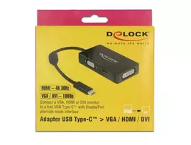 adapteris hdmi to - Delock USB Type-C To VGA / HDMI / DVI Adapter Black - 3 nuotrauka