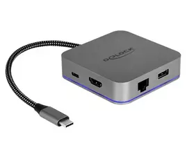 usb c laidas 4k - Delock USB-C Docking Station 4K HDMI/Hub/LAN/PD 3.0 Pilka (Gray) - 4 nuotrauka