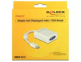 adapteriai vga - Delock Adapter Displayport mini to VGA White 0.18m - 3 nuotrauka