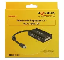 adapteris hdmi to displayport - Delock Mini DisplayPort 1.1 Male to VGA / HDMI / DVI female - 3 nuotrauka