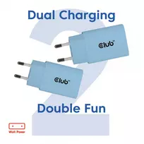 usb c 30w pakrovejas - MOBILE CHARGER WALL USB-C/2PACK 30W BLUE CAC-3022 CLUB3D - 8 nuotrauka