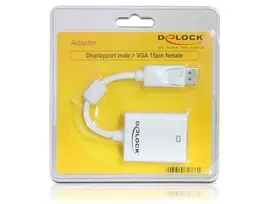 displayport kabelis 1.2 - Delock Adapter DisplayPort 1.2 to VGA Female Passive White - 4 nuotrauka