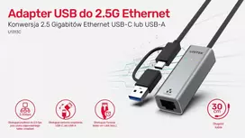 usb ethernet rj45 - UNITEK ADAPTERIS USB-A/USB-C – RJ-45 2,5GBIT, U1313C - 2 nuotrauka