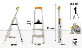 3 laipteliai - Vienpusės aliuminio kopėčios Drabest MAX, 3 pakopų, 150 kg - 14 nuotrauka