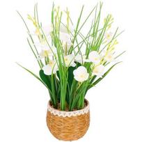Dirbtinė gėlė vazone, orchidėja Springos HA7427, balta/žalia, 44 cm