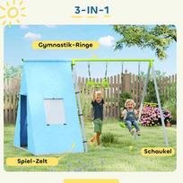 vaikiska palapine - AIYAPLAY 3 in 1 Lauko supynės su žaidimų palapine, supynėmis ir gimnastikos žiedais, žalia (Green) - 7 nuotrauka