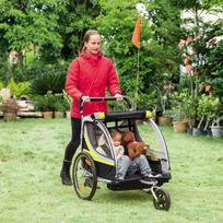 dviracio priekaba vaikams - HOMCOM 2-in-1 vaikiška dviračio priekaba, geltona/juoda (Yellow/Black) - 9 nuotrauka