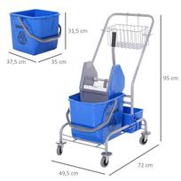 kabliai - HOMCOM Valymo vežimėlis, 25 l, mėlynas (Blue) - 8 nuotrauka