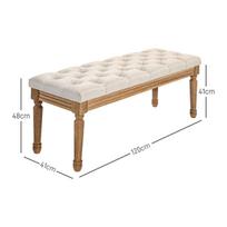 mediniai suolai - HOMCOM Suolas, minkštas, kreminis (Cream), 120 cm x 41 cm x 48 cm - 8 nuotrauka