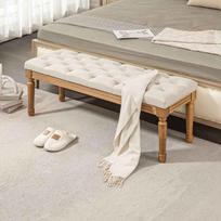 mediniai suolai - HOMCOM Suolas, minkštas, kreminis (Cream), 120 cm x 41 cm x 48 cm - 9 nuotrauka