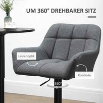reguliuojamos baro kedes - Baro kėdžių rinkinys HOMCOM, pilkas (Gray), 2 vnt. - 5 nuotrauka