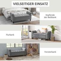 minkstas suolas - Suoliukas HOMCOM su daiktadėže, pilkas (Grey) - 4 nuotrauka