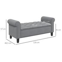 minkstas suolas - Suoliukas HOMCOM su daiktadėže, pilkas (Grey) - 8 nuotrauka