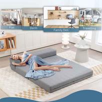 lova fotelis - HOMCOM Sulankstoma fotelis-lova, pilka (Gray), 138 x 80 x 50 cm - 4 nuotrauka