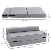 lova fotelis - HOMCOM Sulankstoma fotelis-lova, pilka (Gray), 138 x 80 x 50 cm - 8 nuotrauka