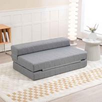 lova fotelis - HOMCOM Sulankstoma fotelis-lova, pilka (Gray), 138 x 80 x 50 cm - 9 nuotrauka